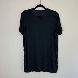 Brandy Melville Casual Basic T-shirt Short Sleeve Slub Gray Black One Size